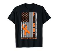 Leukemia Awareness American Flag Orange Ribbon Fighter T-Shirt
