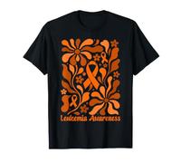 Leukemia Awareness Warriors Survivors Orange Ribbon Floral T-Shirt