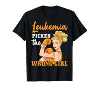 Leukemia Picked The Wrong Girl Boxing Gloves Orange Warrior T-Shirt