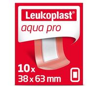 Leukoplast 7645709 Aqua Pro Dressing Plasters - Waterproof Extra-Thin Adhesive Wound Dressings - Ideal for Swimming/Bathing - Absorbant Padding - 10 PCs, Transparent, 38 x 63mm Pack - 10pcs