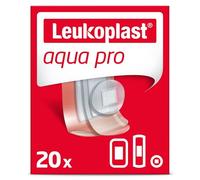 Leukoplast Aqua pro - Non-Sterile Wound Dressing Strips - Waterproof and Absorbent, First-aid Plasters - Protects While Swimming and Showering - Transparent - 2 Assorted Sizes - 20 Count