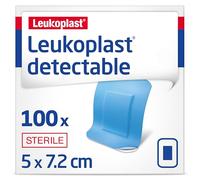 Leukoplast Detectable - Sterile Dressing Strips with X-Ray and Metal Detectable Materials - Breathable and Waterproof, First-aid Plasters - Blue - 5 cm x 7.2 cm - Box of 100