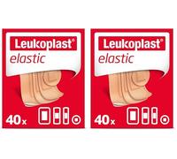 Leukoplast Elastic - Non-Sterile Wound Dressing Strips - Stretchable and Skin-Friendly, First-aid Plasters - Ideal for Fingers, Elbows, Knees and Wrists - Tan - 4 Assorted Sizes - Box of 40