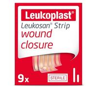 Leukoplast Leukosan Strip - Sterile Wound Closure Strips with Rounded Edges - Flexible and Breathable, First-aid Plasters for Superficial Cuts and Incisions - Tan - 2 Assorted Sizes - Box of 9