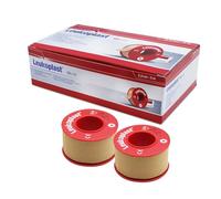 Leukoplast Roll Plaster 2.5 cm x 5 m, Fixing Plaster Roll with Protective Ring, Leukosilk Adhesive Plaster Roll, Medical Tape for Wound Dressing Fixation (Pack of 12)