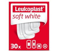 Leukoplast Soft White - Non-Sterile Wound Dressing Strips - Skin-Friendly, Breathable and Absorbent, First-aid Plasters - White - 4 Assorted Sizes - Box of 30