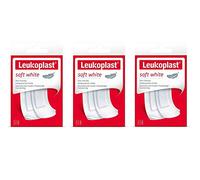 Leukoplast Soft White Plasters - Breathable Fabric Absorbant Wound Dressing Pads - Skin Friendly Comfortable Low Adhesive - 30 PCs Assorted Sizes (x3 Pack)