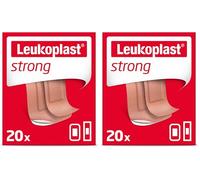 Leukoplast Strong - Sterile Wound Dressing Strips with Stretchable, 100% Cotton Backing - Breathable and Water-Repellent, First-aid Plasters - Tan - 2 Assorted Sizes - Box of 20 (Pack of 2)