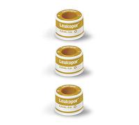 Leukopor Paper Dressing Tape - Ultra-Thin Microporous Tape for Long Lasting Adhesion and Dressing Fixation - 5cm x 2.5cm Roll - 3 Pack