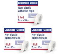 Leukotape Classic Rigid Medical Tape for Sprains and Injury Prevention, 2 cm x 10 m, White, 1 Roll (Pack of 3)