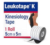 Leukotape K Kinesiology Tape for Muscle Support and Pain Relief - 5cm x 5m, Black, 1 Roll