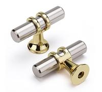 Leulan 10 Pack Kitchen Cabinet Knobs Brushed Nickel and Gold Cabinet Knobs for Dresser Bathroom Two Tone Silver Gold Kitchen Hardware for Closet and Cupboard,Zinc Alloy Base