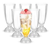 Leumoi 6 Pack 12.6 oz Acrylic Plastic Milkshake Glasses - Old Fashioned Soda Glasses - Fountain Glass Footed Ice Cream Cups
