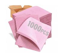 Leunimedy Pink Disposable Bib Sheets 1000-Pack 13x18, 3-Ply Water-Resistant Salon Bibs with Poly Backing, Absorbent Protective Pads for Tattoo Nail Spa