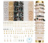 Leuyuee Natural Stone Friendship Bracelet Making Kit Clay Alphabet Beads for DIY Arts Earring, Jewelry and Crafts Making DIY Craft Gifts for Teen Girls