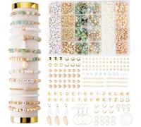 Leuyuee Natural Stone Friendship Bracelet Making Kit Clay Alphabet Beads for DIY Arts Earring, Jewelry and Crafts Making DIY Craft Gifts for Teen Girls