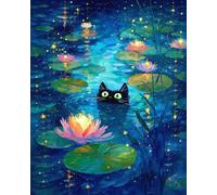 Leuziihana Cat Paint by Numbers for Adults Painting by Numbers 12x16inch | Black Cat Adult Paint by Numbers, DIY Acrylic Oil Painting for Home Wall Decor Gifts Stress Relief Pre Drawn Canvas to Paint