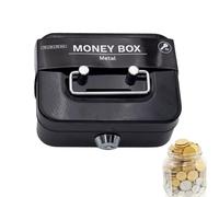 LEVABE Key Lock Safe, Small Metal Lock Box for Cash, Jewelry, Documents - Black