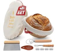 Levainé Sourdough Bread Baking Kit with Banneton Proofing Basket Set (Round & Oval) and Tools - Cotton Rope Bread Proofing Baskets, Ideal Gift for Bakers, Bread Making Kit