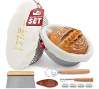 Levainé Sourdough Bread Baking Kit with Banneton Proofing Basket Set (Round & Oval) and Tools - Cotton Rope Bread Proofing Baskets, Ideal Gift for Bakers, Bread Making Kit