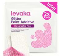 Levaka Holographic Pink Glitter Additive, 150g with 2 x Buffing Pads - Paint Additive for Luminous Finish on Interior or Exterior Walls, Ceilings, and Woods - Paint Glitter for Walls