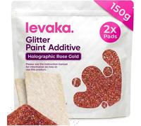 Levaka Holographic Rose Gold Glitter Additive, 150g with 2 x Buffing Pads - Paint Additive for Luminous Finish on Interior or Exterior Walls, Ceilings, and Woods - Paint Glitter for Walls