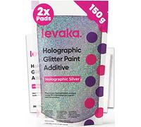 Levaka Holographic Silver Glitter Additive, 150g with 2 x Buffing Pads - Paint Additive for Luminous Finish on Interior or Exterior Walls, Ceilings, and Woods - Paint Glitter for Walls