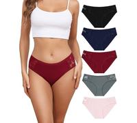Levao 5 Pack Cotton Underwear Women Lace Ladies Knickers Sexy High Leg Hipster Briefs Soft Stretch Panties Multipack S-XXL