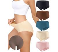 LEVAO Camel Proof Seamless Underwear for Women No Panty Lines No Show Active Panties Breathable for Leggings Workout Yoga, Black + Pink + Blue + Nude + Deep Brown, M