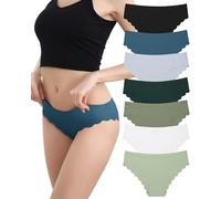 Levao Seamless Underwear for Women No Show Ice Silk Bikini Breathable Hipster Wavy Sides Invisibles Panties 7 Pack S-XXL, 7 Pack Multicolor-a, L