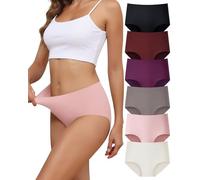 LEVAO Women's High Waisted Seamless Underwear No Show Full Coverage Briefs Stretchy Invisible Panties Cheeky Pack of 6, Multicolor H, M