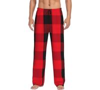 Levate Your Comfort: Black And Red Buffalo Plaid Thematic Men'S - Relaxed-Fit Pajama Pants With Thoughtful Details And Plush Pockets