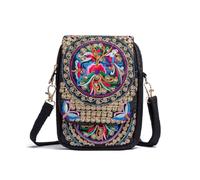 levayhill Vintage Embroidered Cell Phone-Purse, Black&red