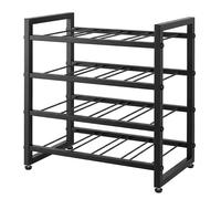 Levede 16 Bottle Wine Rack Countertop Wine Storage Organiser 4 Tier Metal in Black Levede Black