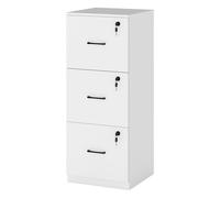 Levede 3 Lockable Drawers Wooden File Cabinet Modern Home Office Storage in White Levede White