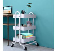 Levede 3 Tier Kitchen Storage Trolley White Steel Rolling Rack Organiser