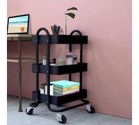 Levede 3 Tier Kitchen Trolley Cart Black Steel Storage Rack Organiser