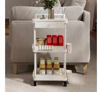 Levede 3 Tier Kitchen Trolley Cart Wheels Metal Rolling Storage Island White Levede White