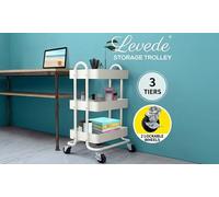 Levede 3-Tier Stainless Steel Storage Trolley with 360° Wheels: White