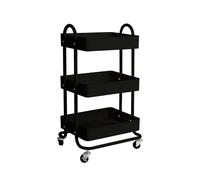 Levede 3 Tiers Kitchen Trolley Cart Steel Storage Rack Shelf Organiser Black