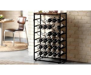 Levede 30 Bottle Industrial Wine Rack with Wooden Top Shelf