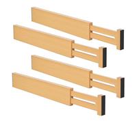 Levede 4 Pack Drawer Dividers, 14-19" Extendable & Adjustable Kitchen Drawer Organiser, Bamboo Drawers Separators for Clothing, Kitchen Utensils and Office Storage