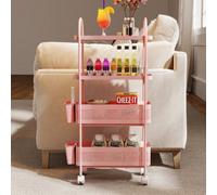 Levede 4 Tier Narrow Kitchen Trolley Cart Metal Pull Out Baskets Storage Bins