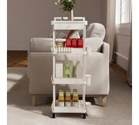 Levede 4 Tier Storage Trolley Cart Wheels Kitchen Laundry Narrow Space Rack in White Levede White