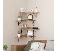 Levede 4PC L-Shaped Wooden Floating Corner Shelves