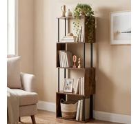 Levede 5-Tier Bookshelf S-Shaped Geometric Tall Bookcase Storage Unit Walnut