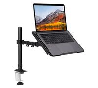 Levede Adjustable Single Monitor Arm Desk Mount for 13-32 Inch Screen,Black | Iron Frame,VESA Mount,360 Degree Rotation,Height Adjustable,Ventilated Tray,Desk Clamp,Laptop Monitor Use,10Kg Capacity