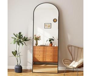 Levede Arched Full Length Mirror 165x60cm, Black Floor Standing Mirror with Aluminium Frame, Large Full Body Mirrors Freestanding or Wall Mounted for Bedroom Living Room Dressing Room