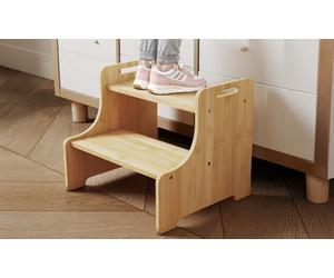 Levede Bamboo Home Essentials Collection: Levede Compact Bamboo 2-Tier Shower Stool Bench