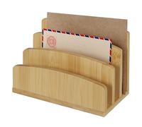 Levede Bamboo Letter Holder, 3 Slots Desktop Organiser Stand Letter Rack, Compact Desk File Sorter Wood Document Holder for Magazine, Paperwork, Letter, Home Office Stationery Supplies